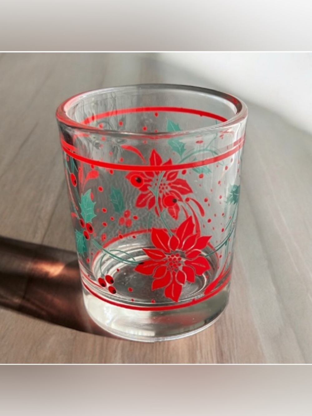 Poinsettia Christmas Votive Candle Holder Toothpick Holder Shot Glass Festive